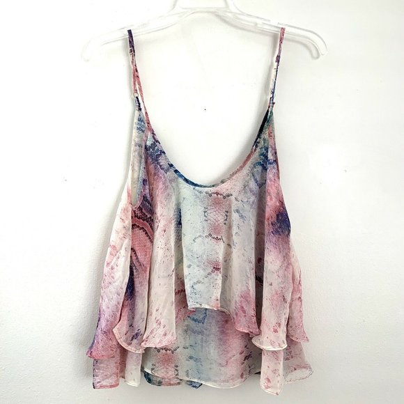 Show Me Your Mumu Size M Jodi Rae Tank Top Rainbow Python Straps Ruffles - Picture 2 of 8